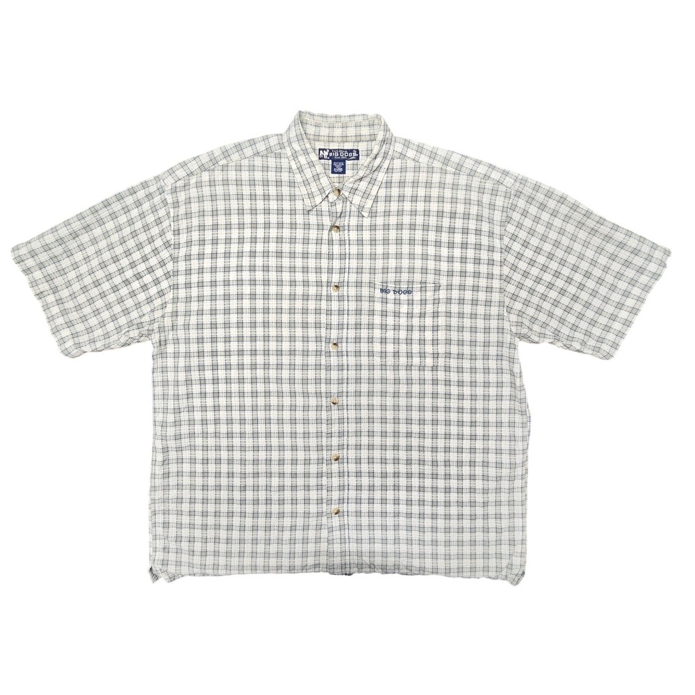 Big Dogs XL Plaid Shirt Short Sleeve Button Down Cotton Casual Pocket